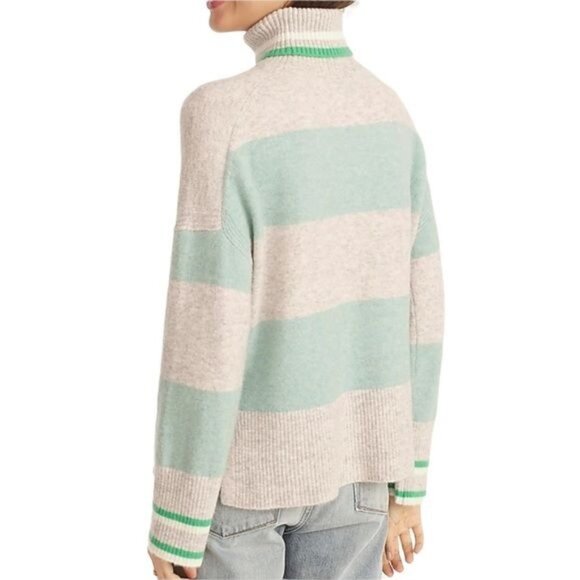 J. Crew Striped Turtleneck Sweater Supersoft Yarn Heather Silver Mint NWT - Picture 5 of 12